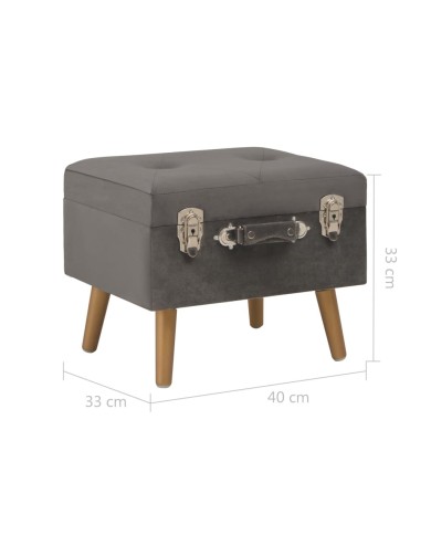Tabouret de rangement 40 cm Gris Velours