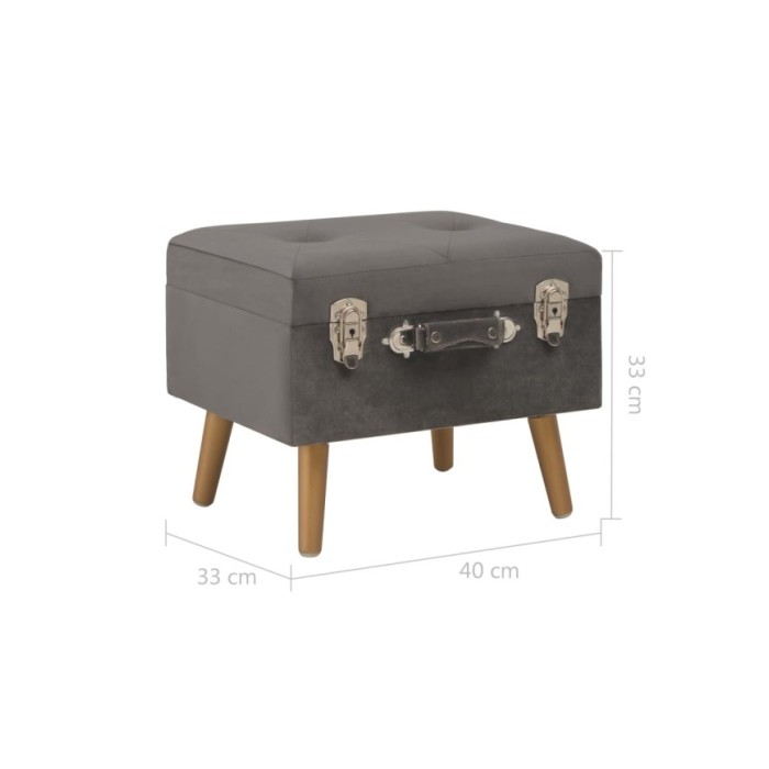 Tabouret de rangement 40 cm Gris Velours