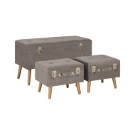 Tabourets de rangement 3 pcs Gris Velours