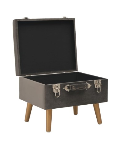Tabourets de rangement 3 pcs Gris Velours