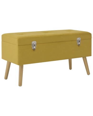 Banc avec compartiment de rangement 80cm Jaune moutarde Velours