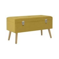 Banc avec compartiment de rangement 80cm Jaune moutarde Velours