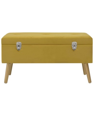 Banc avec compartiment de rangement 80cm Jaune moutarde Velours