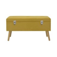 Banc avec compartiment de rangement 80cm Jaune moutarde Velours