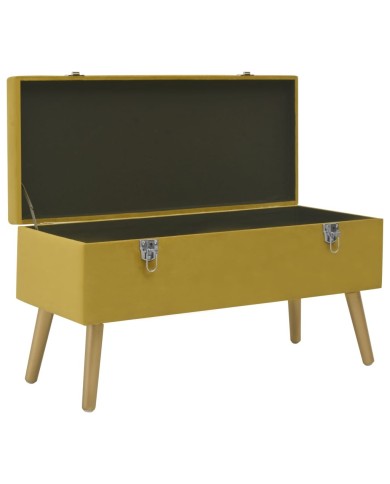 Banc avec compartiment de rangement 80cm Jaune moutarde Velours