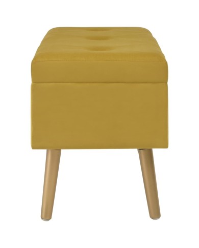 Banc avec compartiment de rangement 80cm Jaune moutarde Velours