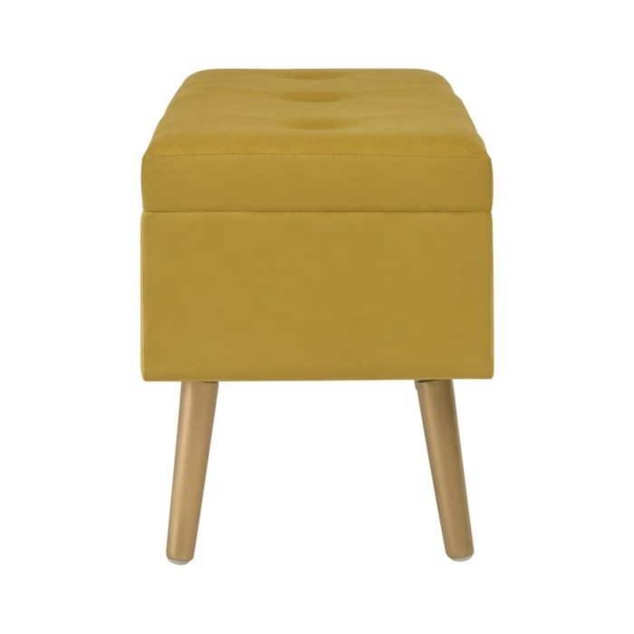 Banc avec compartiment de rangement 80cm Jaune moutarde Velours