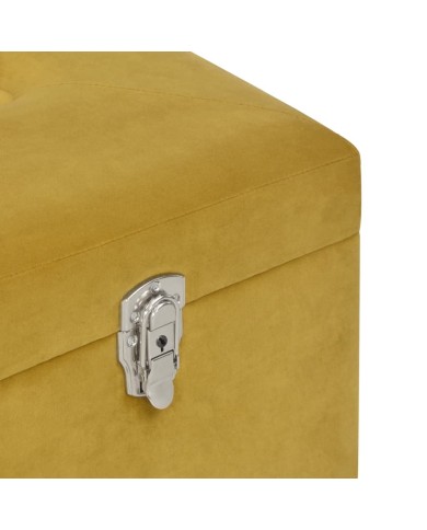Banc avec compartiment de rangement 80cm Jaune moutarde Velours