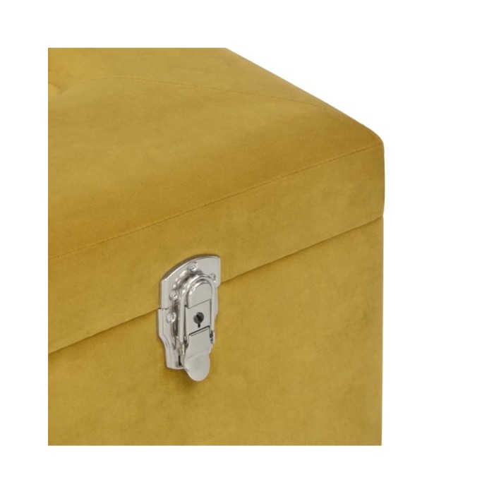 Banc avec compartiment de rangement 80cm Jaune moutarde Velours