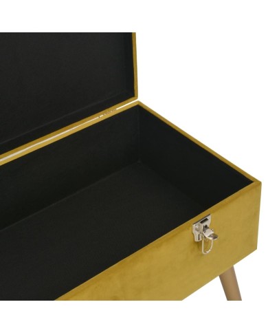 Banc avec compartiment de rangement 80cm Jaune moutarde Velours