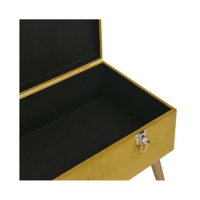 Banc avec compartiment de rangement 80cm Jaune moutarde Velours