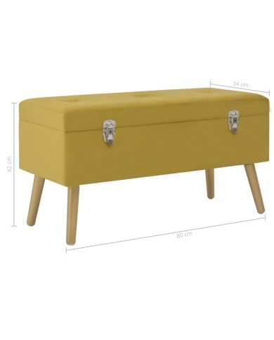 Banc avec compartiment de rangement 80cm Jaune moutarde Velours