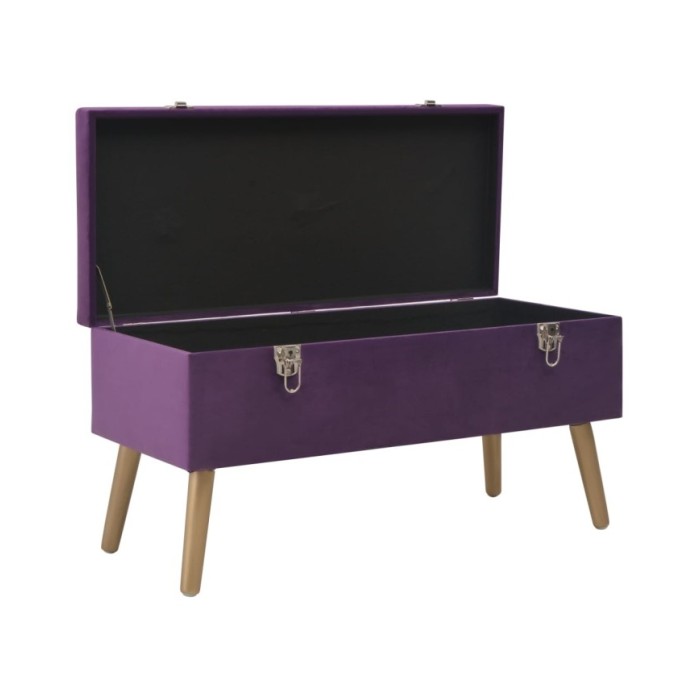 Banc avec compartiment de rangement 80 cm Violet Velours