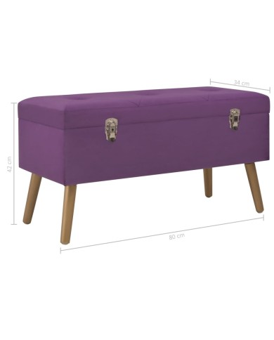 Banc avec compartiment de rangement 80 cm Violet Velours