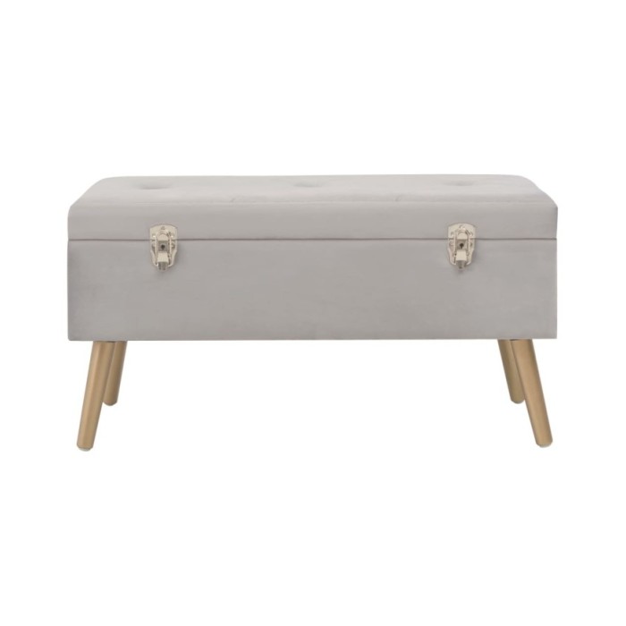 Banc avec compartiment de rangement 80 cm Gris Velours