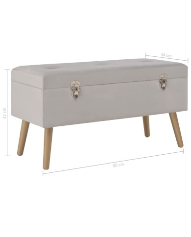 Banc avec compartiment de rangement 80 cm Gris Velours