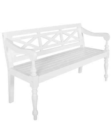 Banc Batavia 123 cm Bois d'acajou massif Blanc