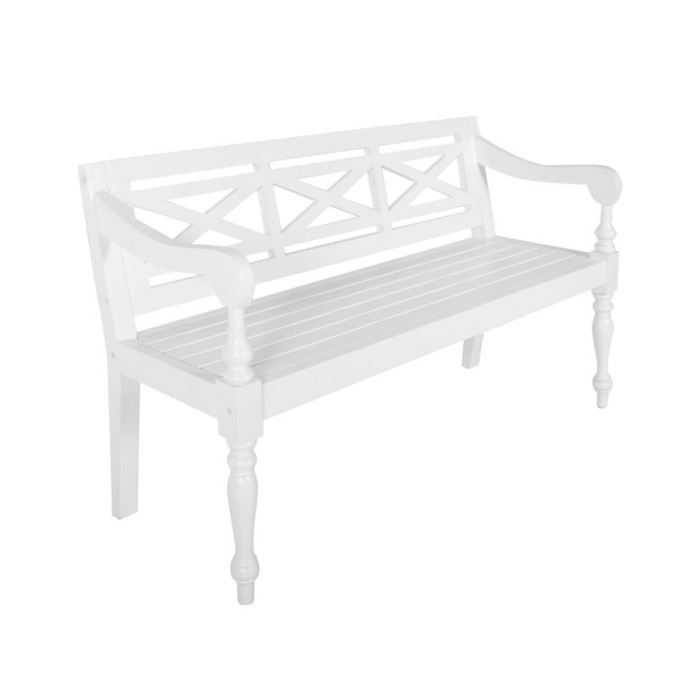 Banc Batavia 123 cm Bois d'acajou massif Blanc