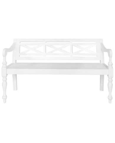 Banc Batavia 123 cm Bois d'acajou massif Blanc