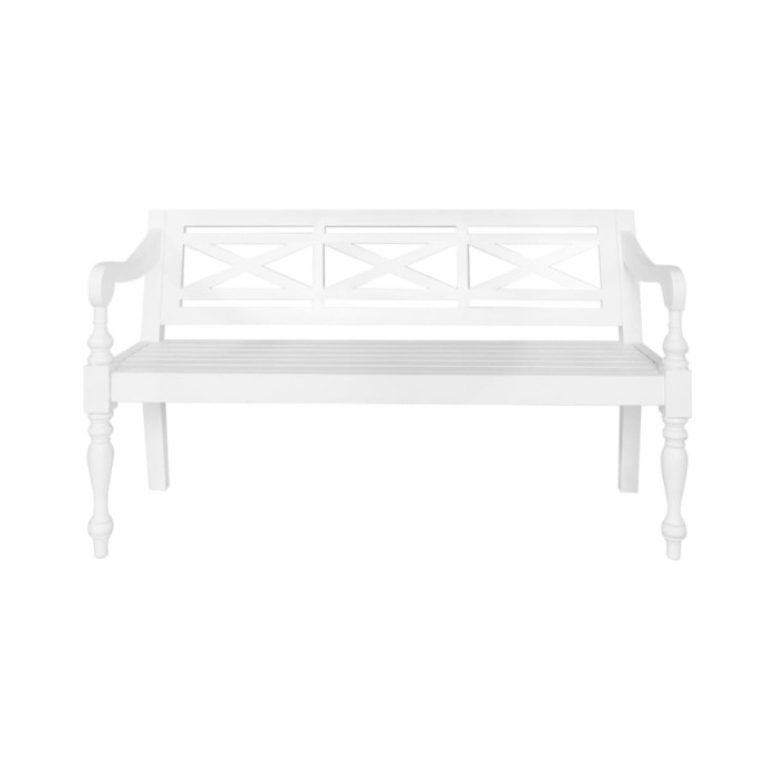 Banc Batavia 123 cm Bois d'acajou massif Blanc