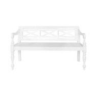 Banc Batavia 123 cm Bois d'acajou massif Blanc