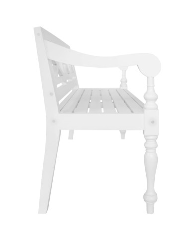 Banc Batavia 123 cm Bois d'acajou massif Blanc