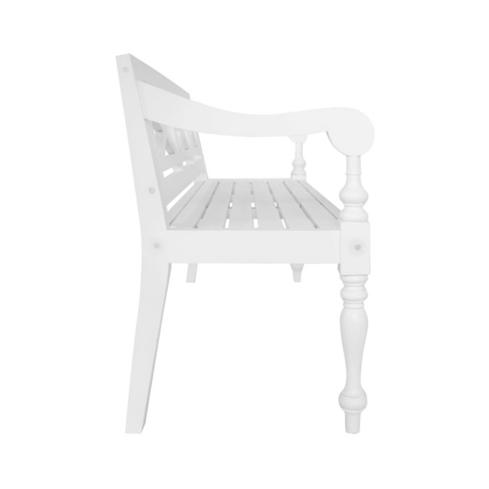 Banc Batavia 123 cm Bois d'acajou massif Blanc