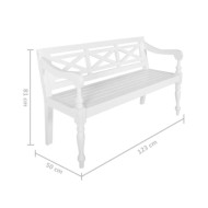 Banc Batavia 123 cm Bois d'acajou massif Blanc