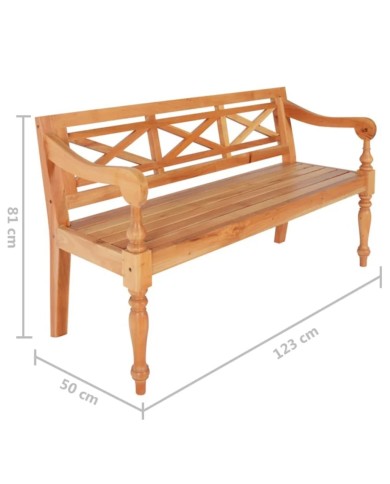 Banc Batavia 123 cm Bois d'acajou massif Marron clair