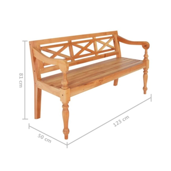 Banc Batavia 123 cm Bois d'acajou massif Marron clair