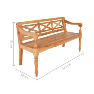 Banc Batavia 123 cm Bois d'acajou massif Marron clair