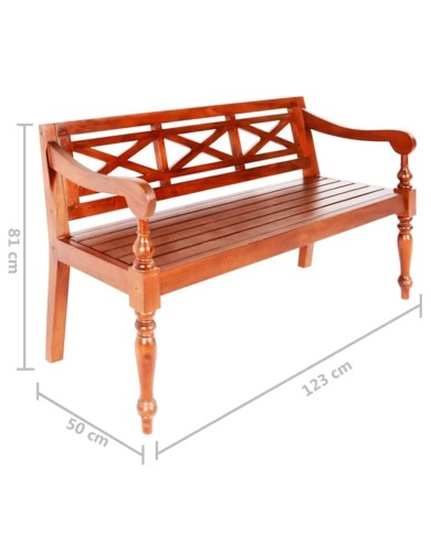 Banc Batavia 123 cm Bois d'acajou massif Marron foncé