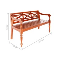 Banc Batavia 123 cm Bois d'acajou massif Marron foncé
