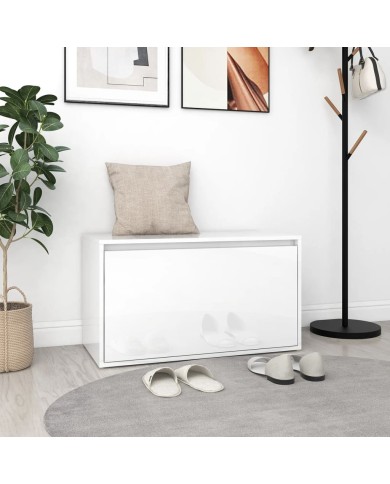 Banc d'entrée 80x40x45 cm Blanc brillant Aggloméré