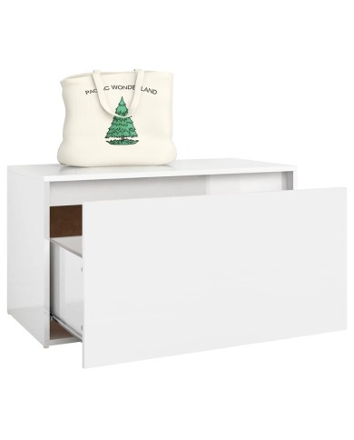 Banc d'entrée 80x40x45 cm Blanc brillant Aggloméré
