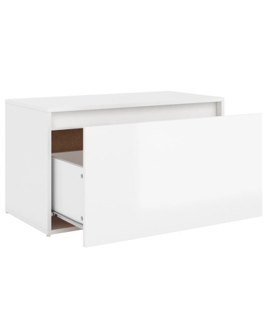 Banc d'entrée 80x40x45 cm Blanc brillant Aggloméré