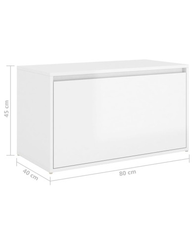 Banc d'entrée 80x40x45 cm Blanc brillant Aggloméré