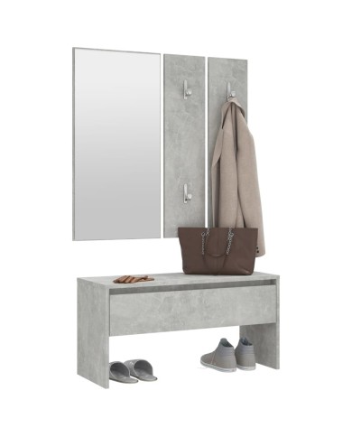 Ensemble de meubles de couloir Gris béton Bois d'ingénierie