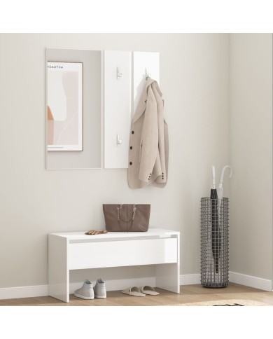 Ensemble de meubles de couloir Blanc brillant Bois d'ingénierie