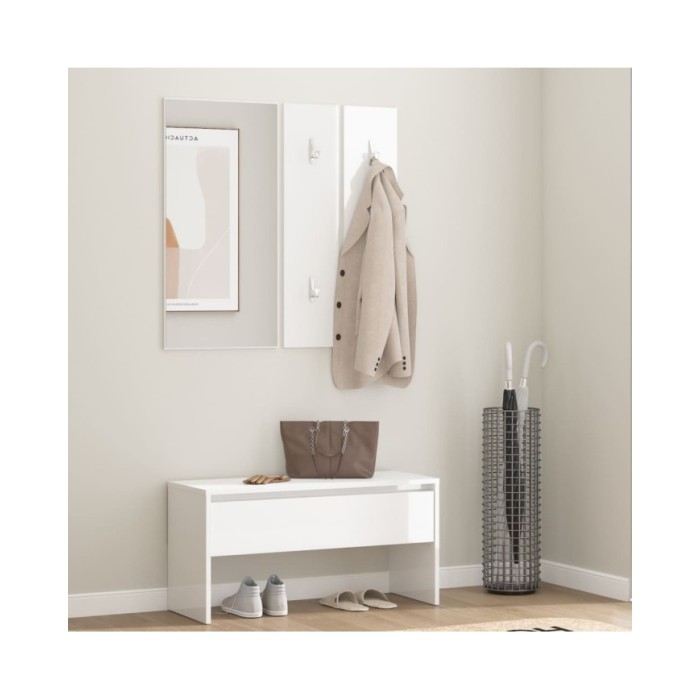 Ensemble de meubles de couloir Blanc brillant Bois d'ingénierie