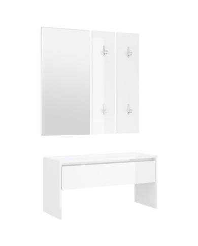 Ensemble de meubles de couloir Blanc brillant Bois d'ingénierie