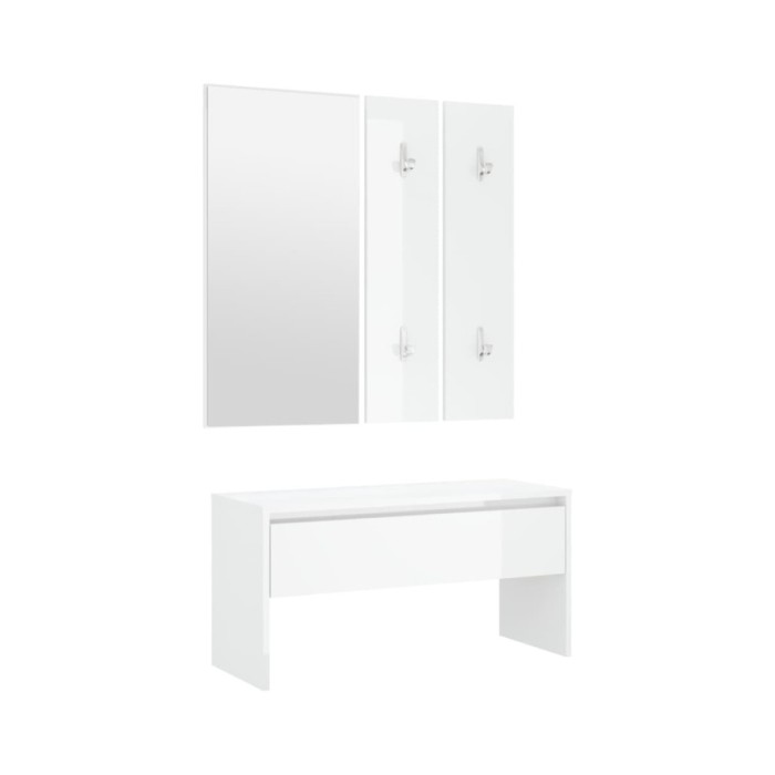 Ensemble de meubles de couloir Blanc brillant Bois d'ingénierie