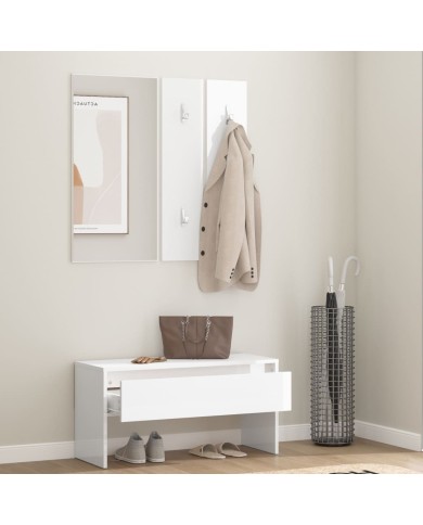 Ensemble de meubles de couloir Blanc brillant Bois d'ingénierie