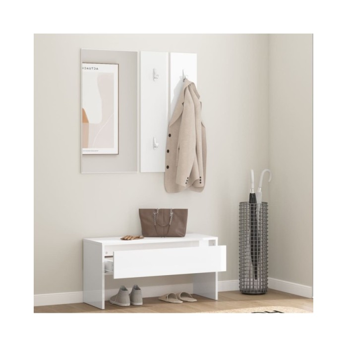 Ensemble de meubles de couloir Blanc brillant Bois d'ingénierie