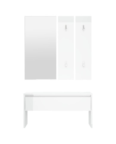 Ensemble de meubles de couloir Blanc brillant Bois d'ingénierie