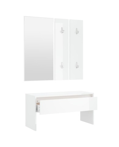 Ensemble de meubles de couloir Blanc brillant Bois d'ingénierie