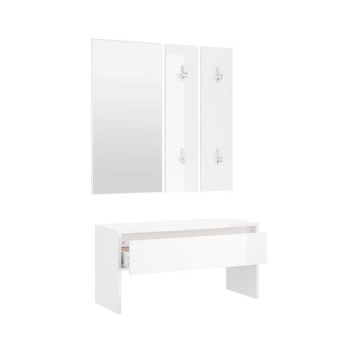 Ensemble de meubles de couloir Blanc brillant Bois d'ingénierie