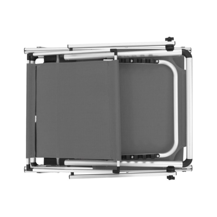 Chaise longue pliable avec auvent Aluminium et textilène Gris