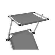 Chaise longue pliable avec auvent Aluminium et textilène Gris