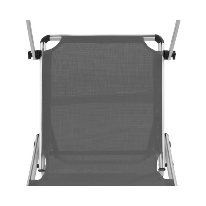 Chaise longue pliable avec auvent Aluminium et textilène Gris
